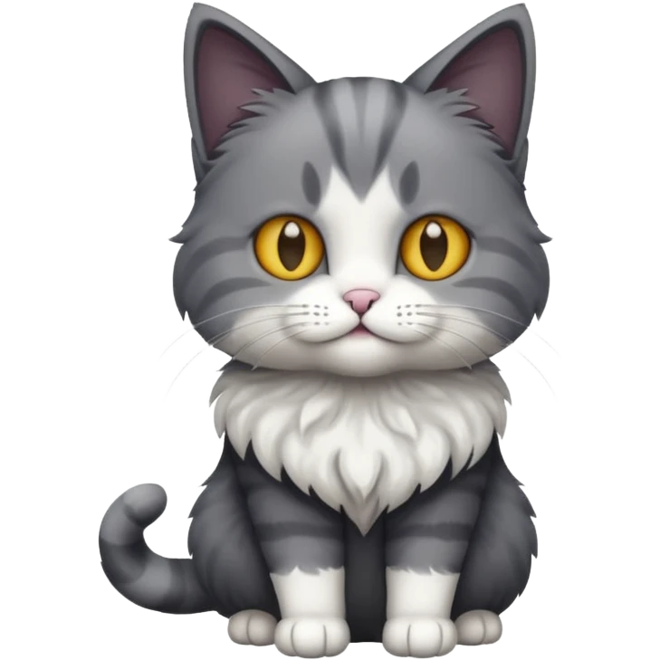 full body dark grey and white cat emoji