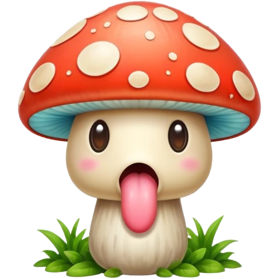 Mushroom with eyes sticking its tongue out  emoji