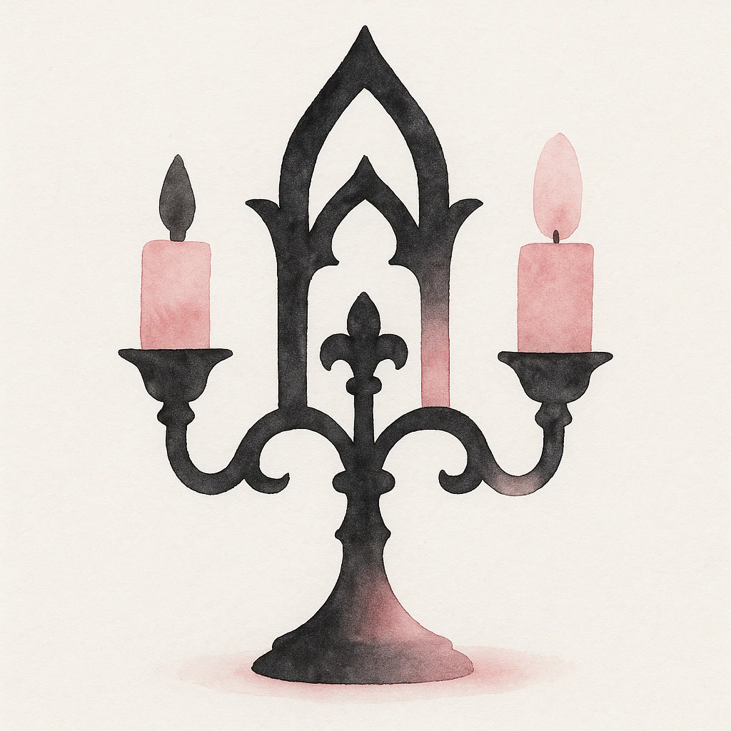 BLACKPINK-inspired gothic object, soft and dramatic, black and pink hues, watercolor style emoji