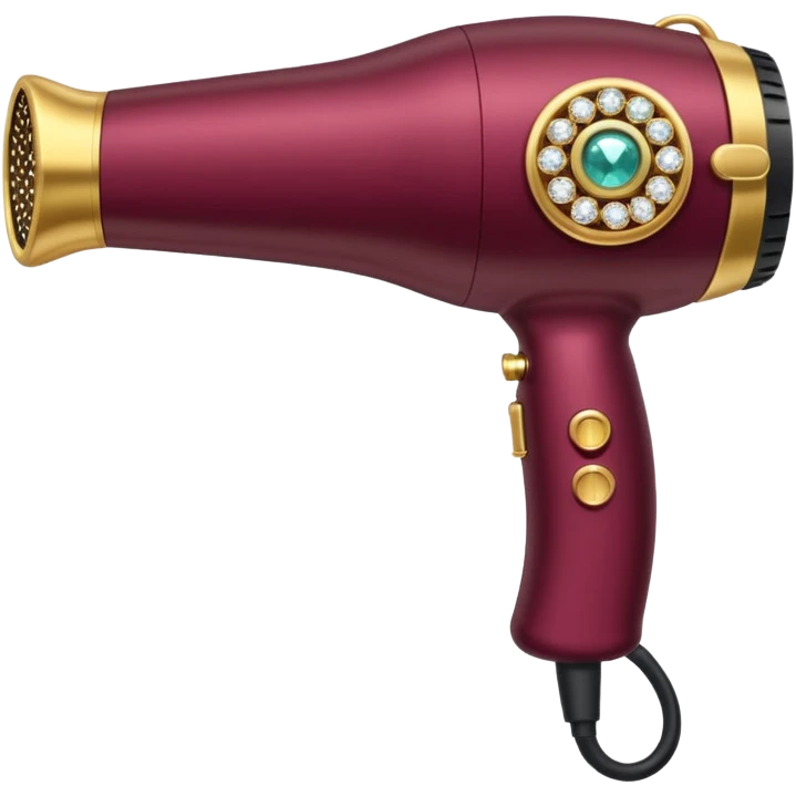 burgundy blow dryer covered in jewelry emoji