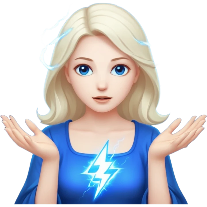 woman summoning electric emoji