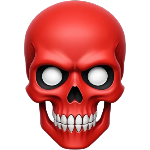 The image features a stylized red skull against a black background.
The image is composed primarily of two colors: a vibrant red for the skull and a deep black for the background. The skull occupies a large portion of the image and is drawn in a minimalist style, almost like a silhouette.  emoji