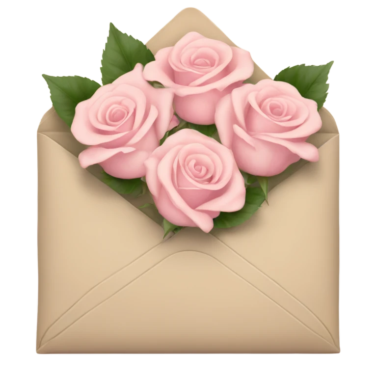 beige envelope with light pink roses emoji
