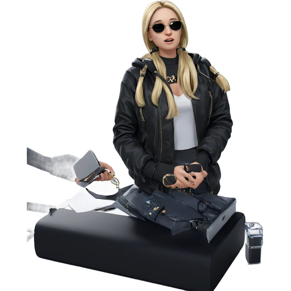blonde girl with accessories emoji