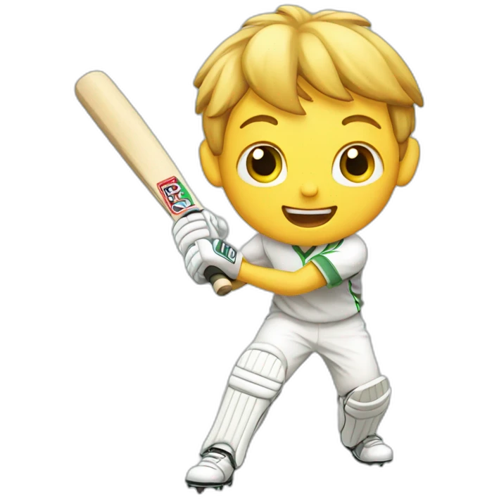 Boy playing cricket emoji