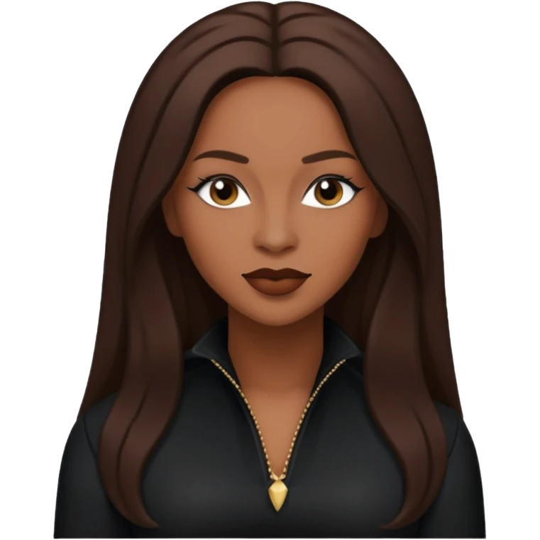 Vesta Williams, R&B Singer with long dark brown hair, black outfit emoji