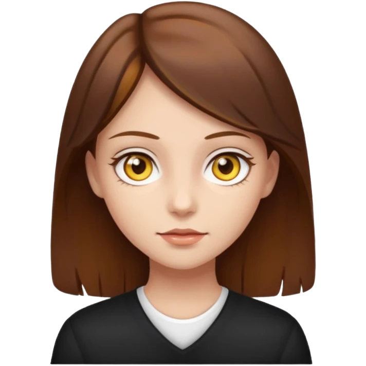 Una chica d Cabello café ojos amarillos piel clara  emoji