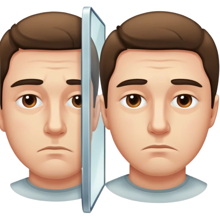 very Sad + self-image reflection male emoji