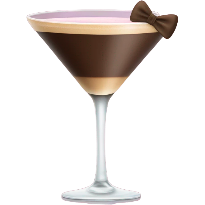 Espresso martini with light pink bow on the bottom of the stem emoji