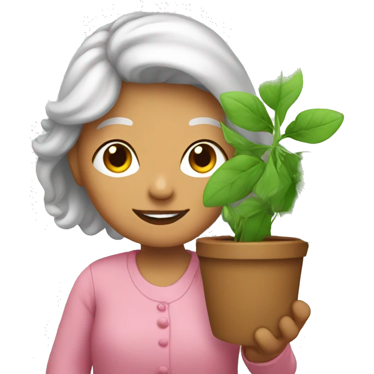 a grandmother with plant emoji