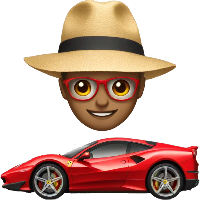 Ferrari with a hat emoji