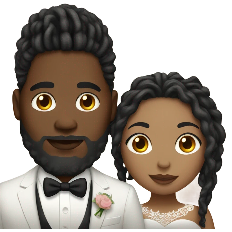 Plus size couple with locs wedding pale emoji