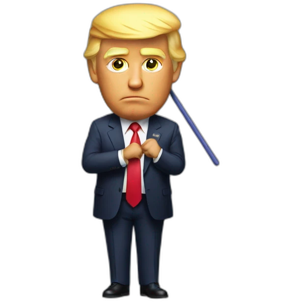 Donald Trump with a limp rubber stick emoji