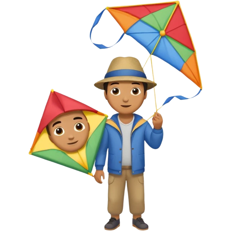 Man with kite,Kite Flyers, big kite emoji