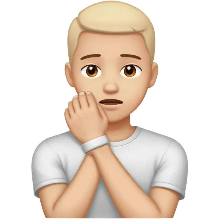 Person rubbing painful wrist with pained expression emoji