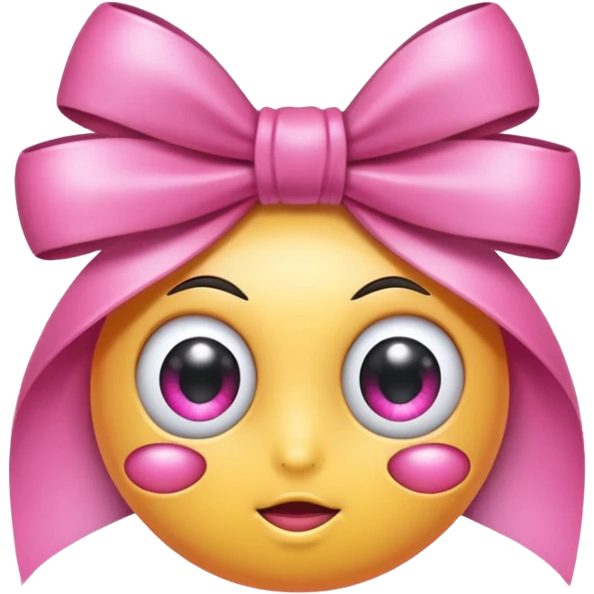 Rolling eye with a pink bow emoji