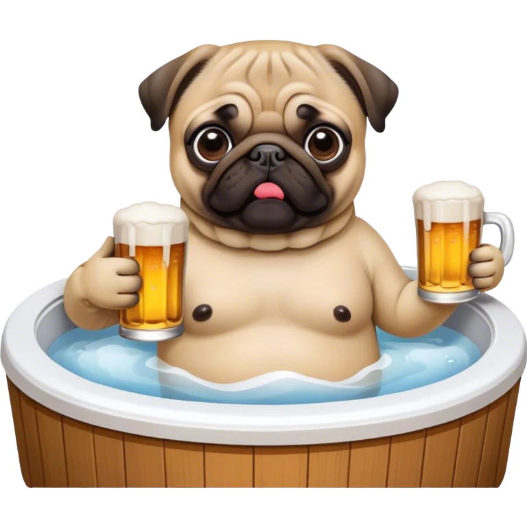 Hot tub pug beer emoji