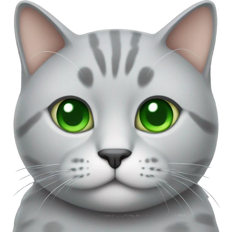 grey chubby cat with green eyes  emoji