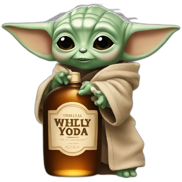 baby Yoda holding up a bottle of whiskey emoji