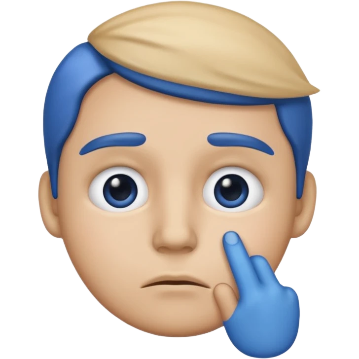 Blue emoji keeping hand in lip emoji