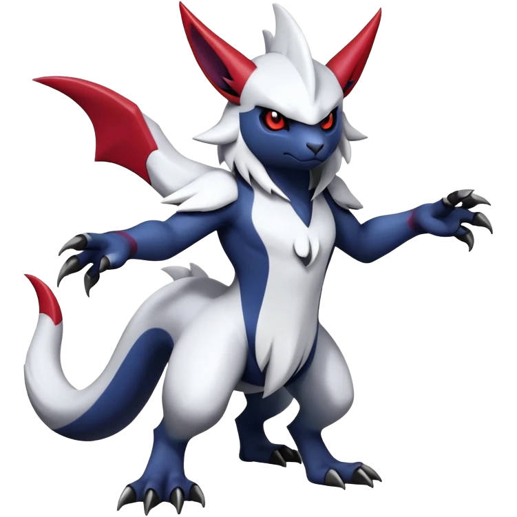 Shiny Colorful Gothic Exotic Badass Cool Absol-Zangoose-Pokémon-Fakémon-hybrid-creature (full body) emoji