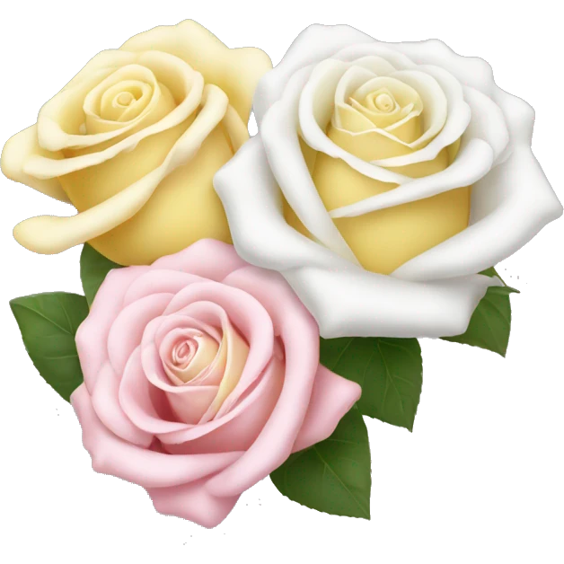 A whitevase with white, light pink and light yellow roses in it emoji