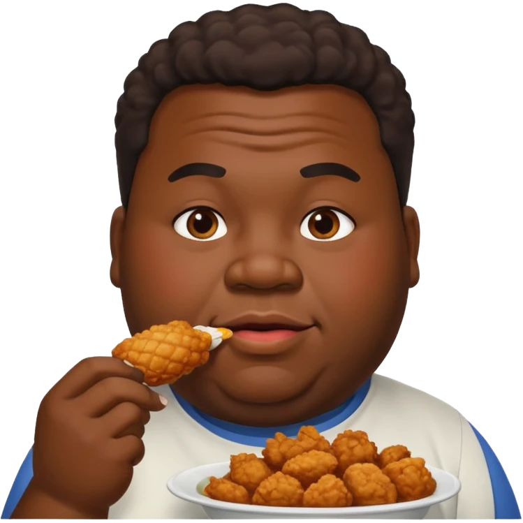 fat black man eating fried chicken  emoji