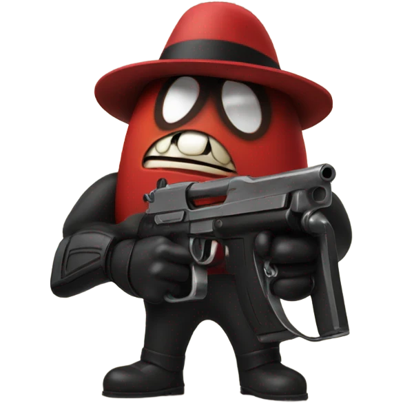 Killer bean with gun  emoji