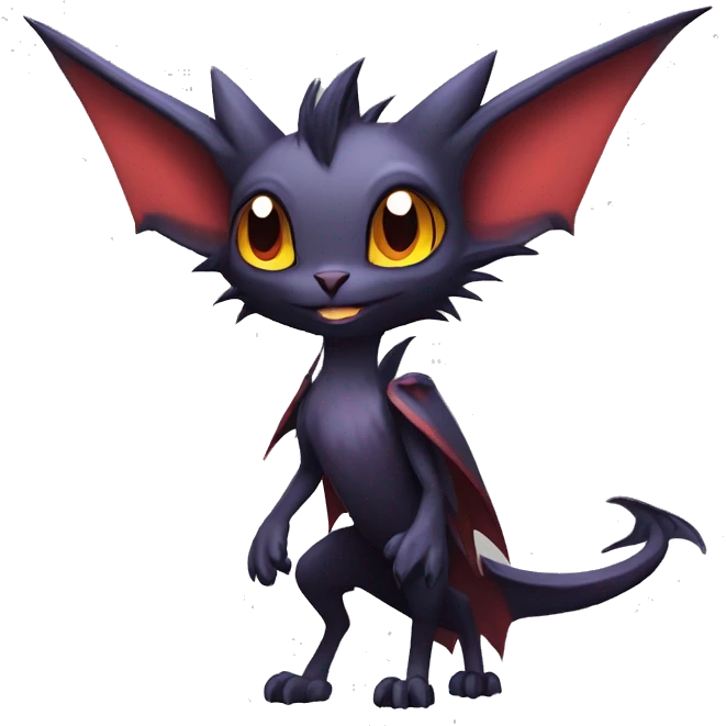  Kawaii Edgy Cool Vampiric Beautiful Noivern-Nargacuga-Litten with big Bat Ears full body emoji