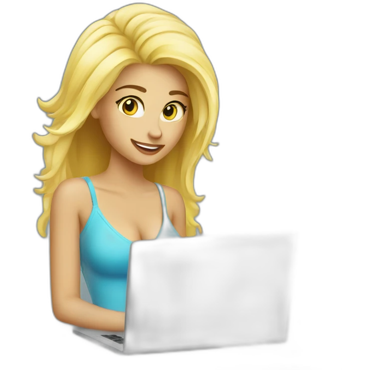 sexy blonde girl with laptop emoji