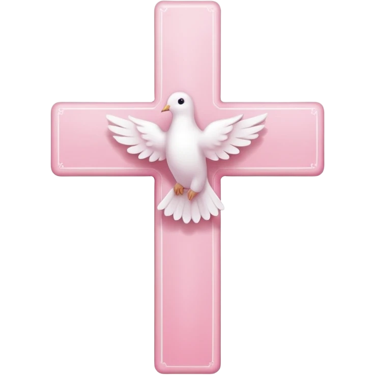 Pink and white simple cross with a dove at the corner  emoji