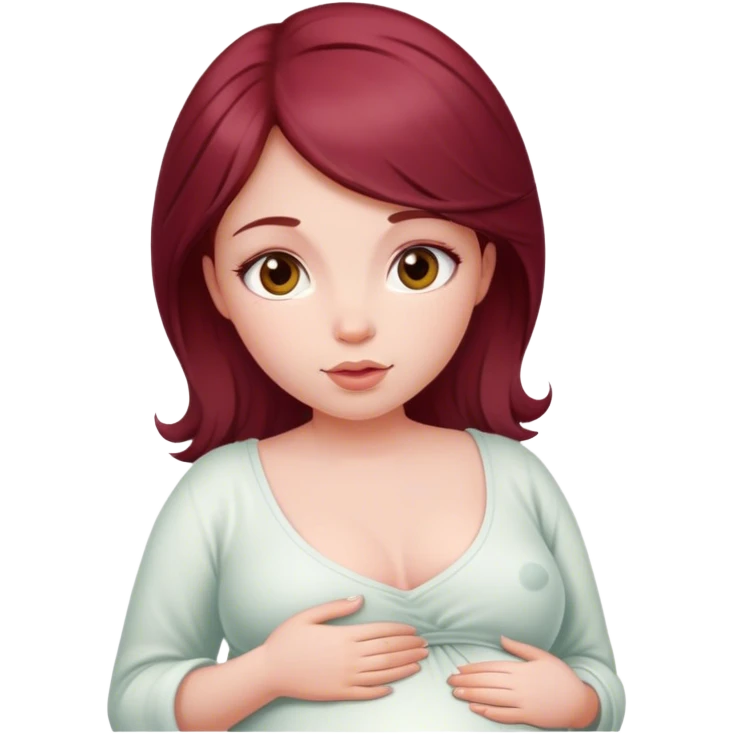 Beautiful burgundy haired pregnant girl emoji