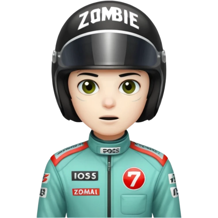 black haired zombie formula 1 racer emoji