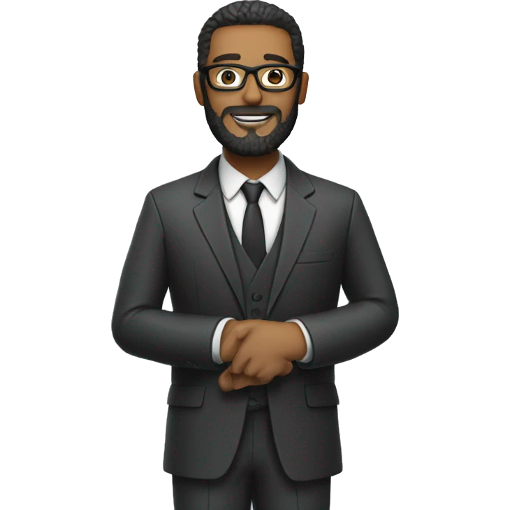 Man with beard and glasses and wearing a suit riding a motorcycle emoji