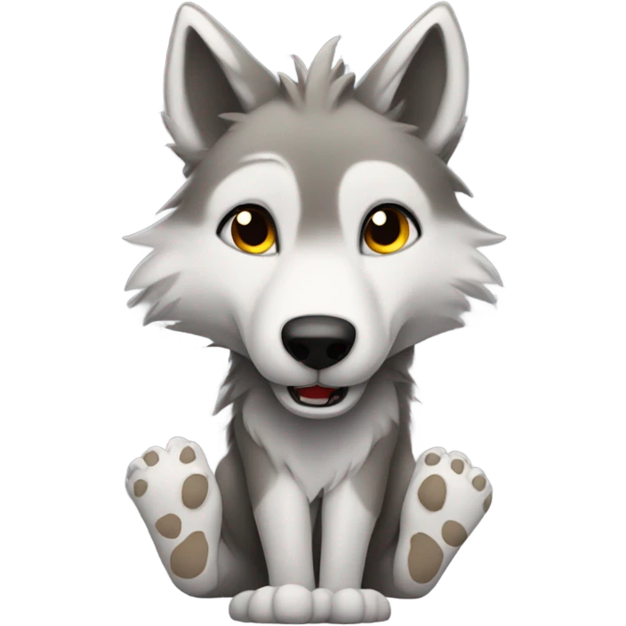 Wolf getting feet paws tickled emoji