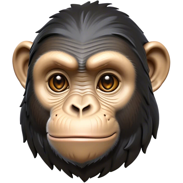Cinematic Noble Chimpanzee Portrait Emoji, Poised and wise, with a lean, agile build adorned with textured fur and deep, thoughtful eyes, Simplified yet sharp and sophisticated features, highly detailed, glowing with a soft, contemplative glow, high shine, intelligent and vigilant, stylized with an air of primate regality, focused and attentive, soft glowing outline, capturing the essence of a watchful guardian that feels as though it could step out of the screen with effortless authority! emoji