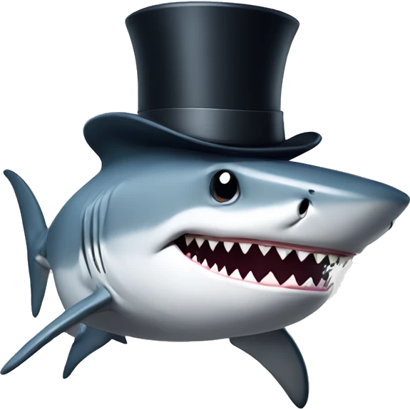 Shark with a top hat emoji