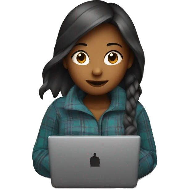 The girl wrapped herself in a plaid with a laptop emoji