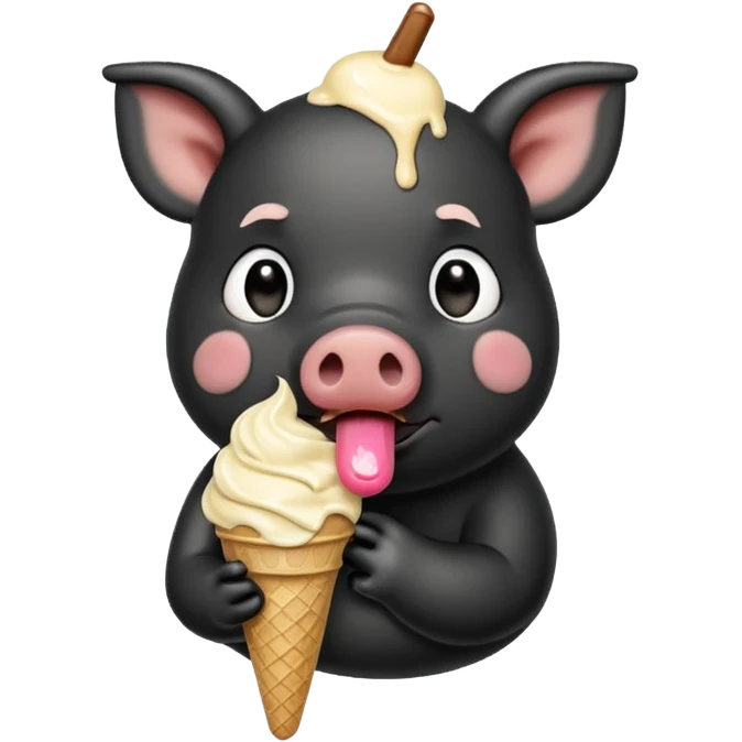 black pig with ice cream emoji