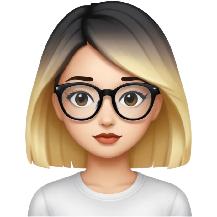 Girl ombre hair black glasses emoji