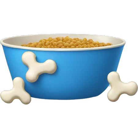 pet food bowl blue with bone on it  emoji