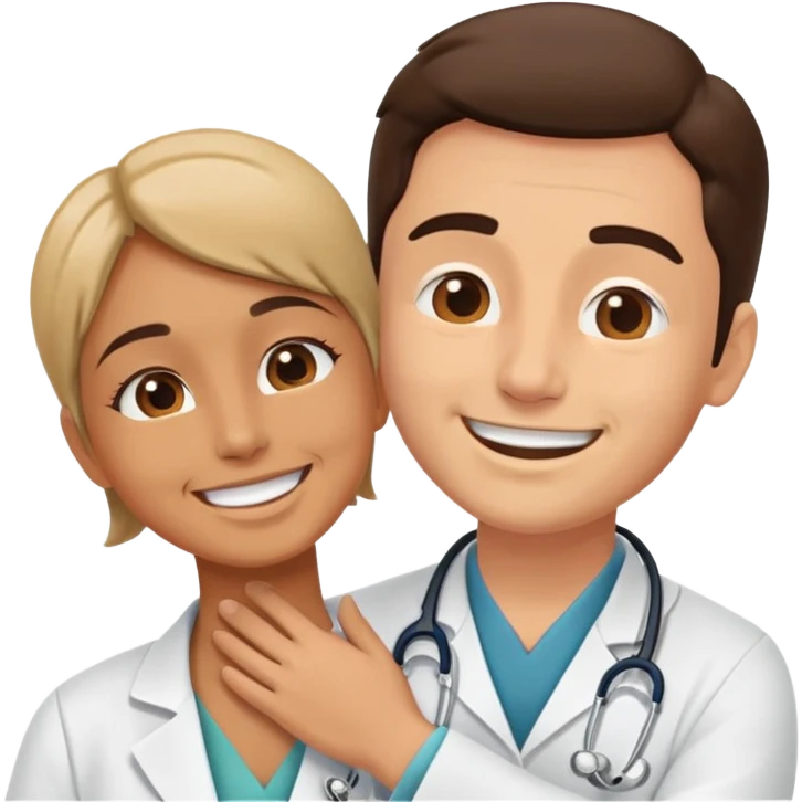 doctor smiling while palpating a patient's neck emoji
