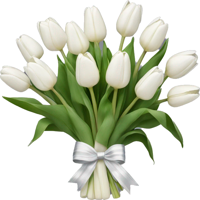 bouquet of white tulips with a bow emoji