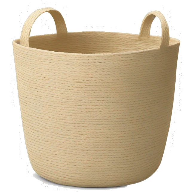 Light beige laundry raffia basket with white band emoji