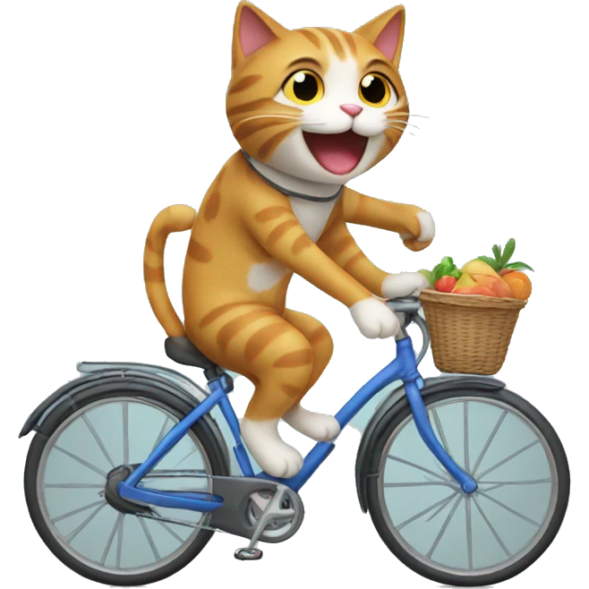 Cat riding a bike emoji