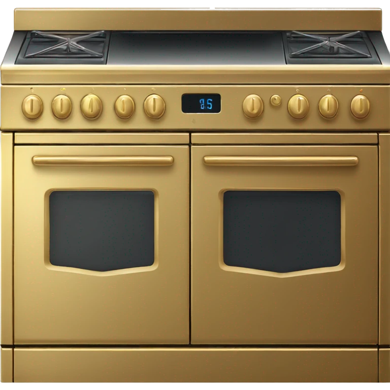 Realistic metallic gold stove top oven. emoji