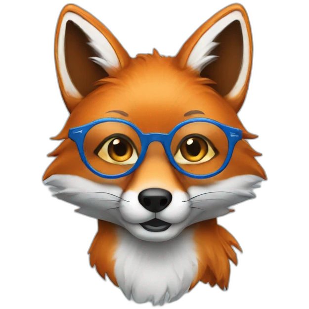 A Fox with blue round glasses emoji