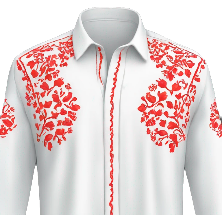 Shirt 👚 vyshyvanka, white with red embodiary emoji
