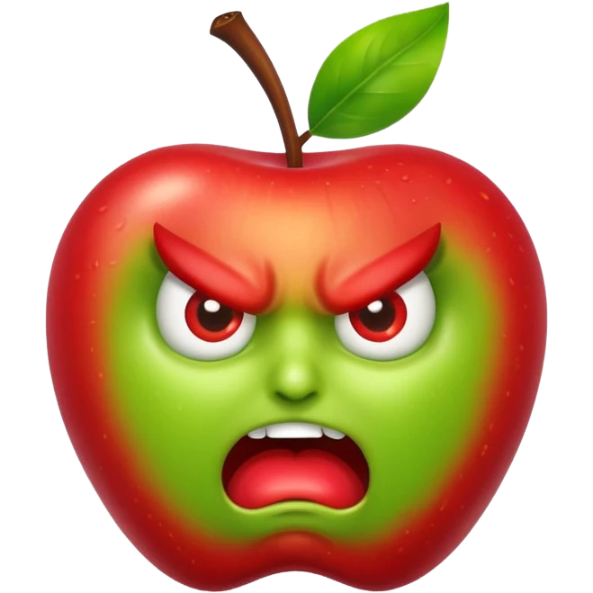 Angry Apple with a gub emoji