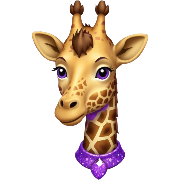 Girafa com colar roxo com glitter emoji